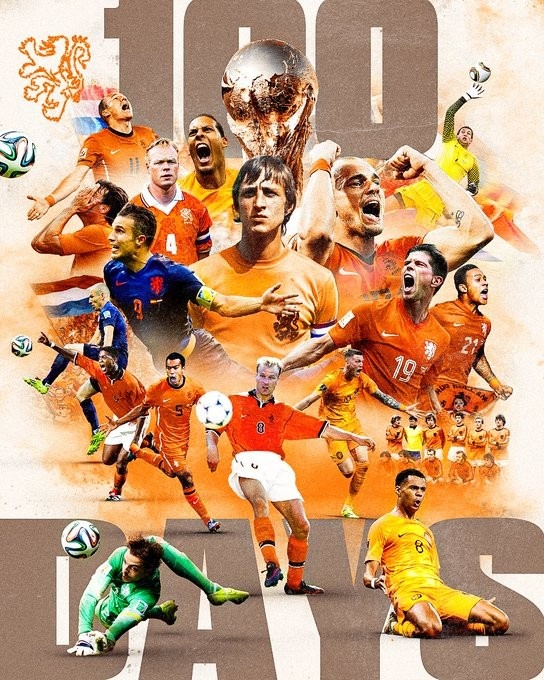 你能认出几个？荷兰队晒名宿海报：世界杯还有100天就开始了！